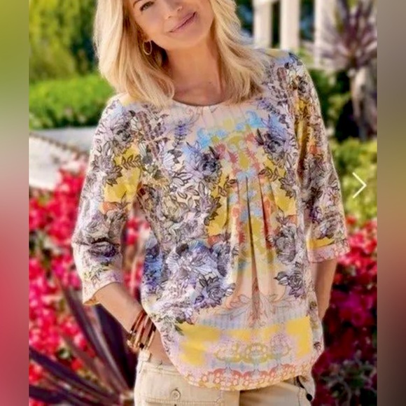 Soft Surroundings Tops - Soft Surroundings 3/4 Sleeve Blouse Floral Print Top